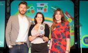  Irene McAleese, co-founder of See.Sense with Rick Edwards and Anna Bance, who presented the award. Bance is the founder of Girl Meets Dress and was one of the judges on the panel. 